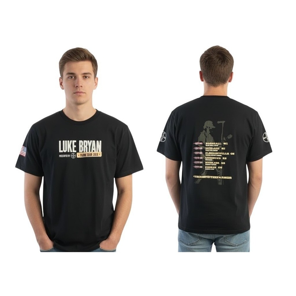 Luke Bryan Farm Tour‎ 2019 T Shirt XL Bella Canvas Black Country Concert Graphic